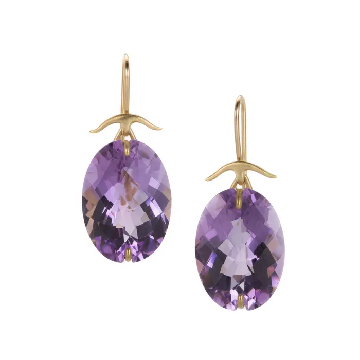 Large Oval Amethyst Earrings Gabriella Kiss Earrings