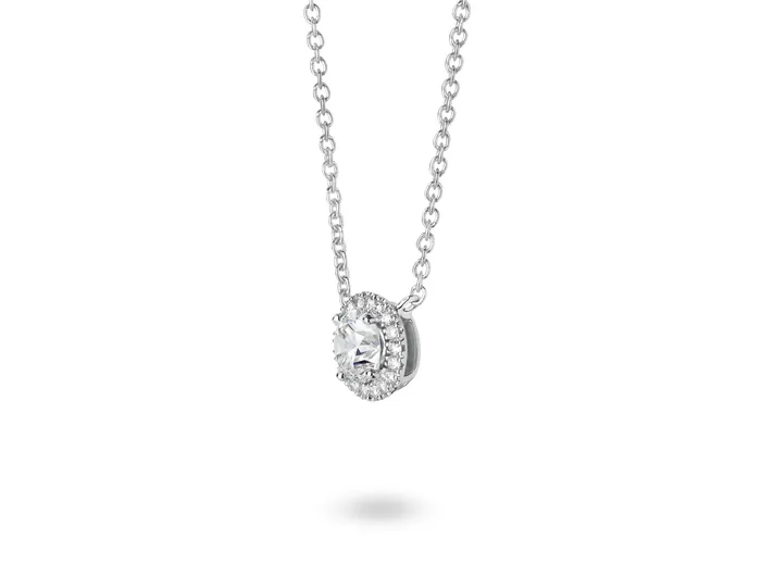 Lightbox 14kt White Gold 100cttw LabGrown Diamond Halo Pendant Necklaces