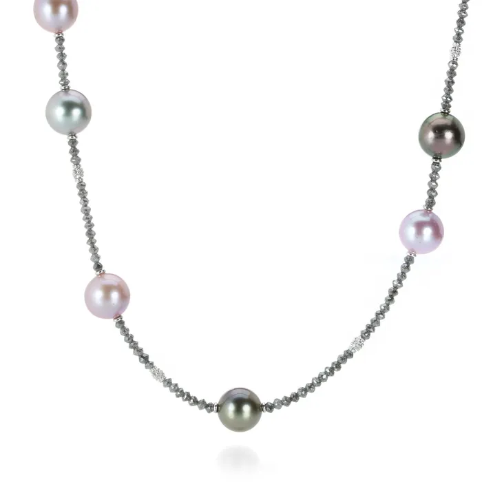 Necklaces Diamond and Pink Pearl Necklace Barbara Heinrich