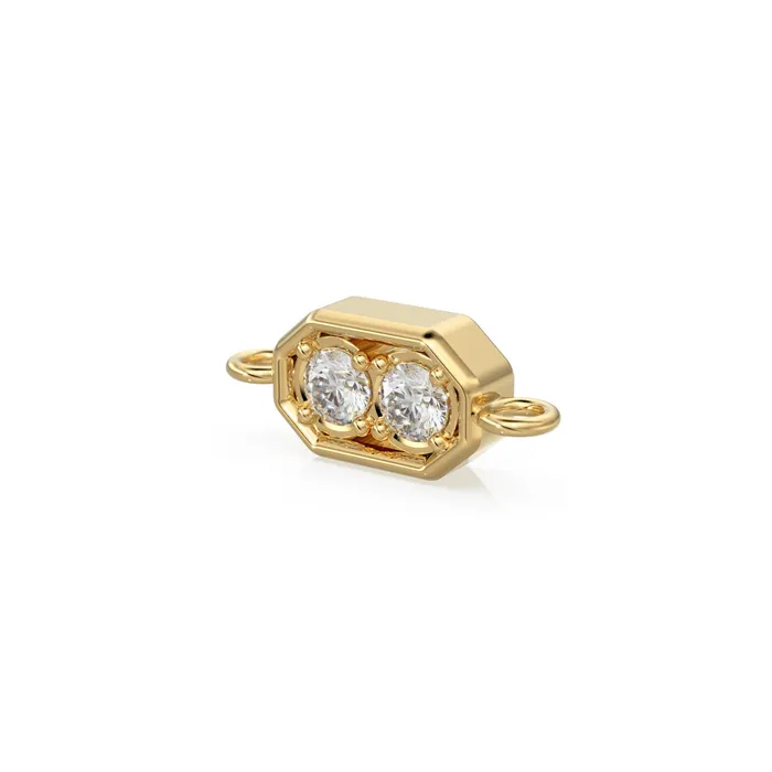 PreStyled Sets 5x12mm 18k Solid Yellow Gold Brilliant Two Stone Diamond Prongs Dual Bail Connector Spacer Finding Diamond Handmade Station Jalvi Co PreStyled Sets 5x12mm 18k Solid Yellow Gold Brilliant Two Stone Diamond Prongs Dual Bail Connector Spacer Finding Diamond Handmade Station Jalvi Co
