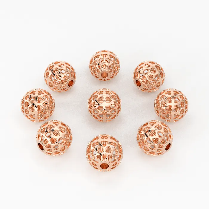 PreStyled Sets Jalvi Co Heart Cutout Solid Gold Handmade Designer Round Spacer Gold Bead Finding 10mm