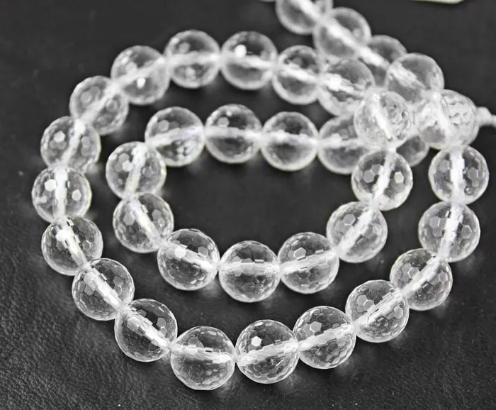 Rings Beads Supplies USA Natural White Quartz Faceted Round Cut Loose Ball Spacer Beads Strand 13 10mm