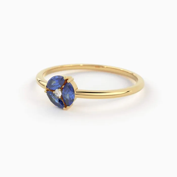 Rings Jalvi Co Sapphire Ring Blue Sapphire Cluster Ring in 14k Solid Gold Engagement Ring Unique Marquise Sapphire Diamond Ring September Birthstone