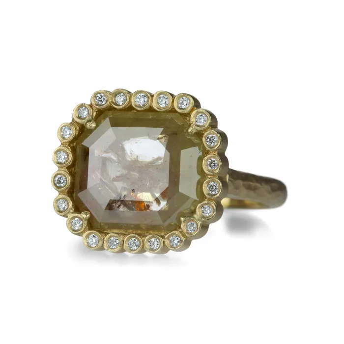 Rings Victoria Cunningham Large Rustic Diamond Halo Ring