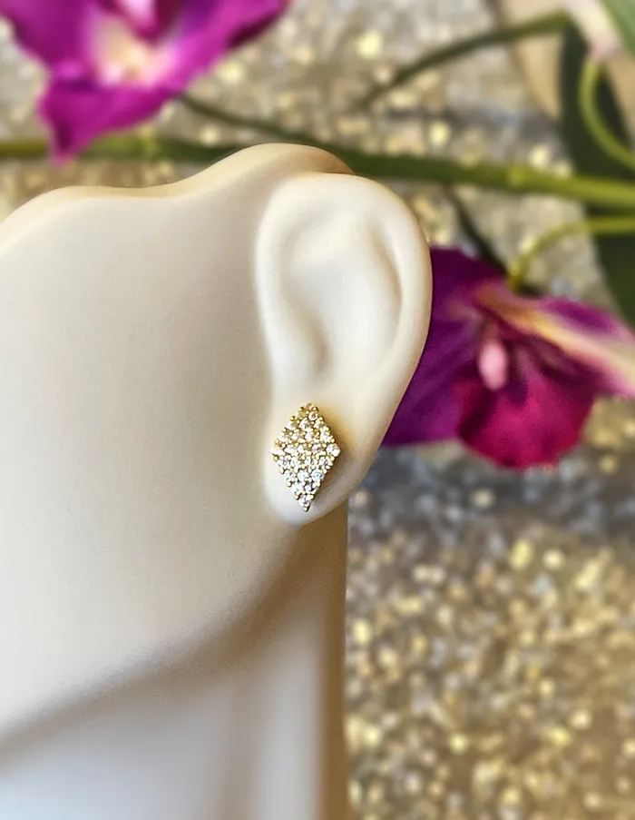 Sterling Silver 14k Gold Dip Pave Diamond Stud Earrings Sophiareneboutiquecom Earrings