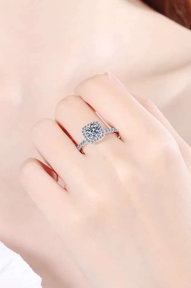Trendsi Rings 2 Carat Moissanite Square Halo Ring